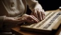 Senior woman reading Bible, holding hand in prayer for wisdom generated by AI