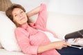 Senior woman relaxing at home Royalty Free Stock Photo