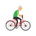 Senior woman riding a bicycle, pensioner people leisure and activity vector Illustration