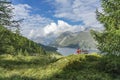 Woman with e mountainbike in the Engadin, Switzerland