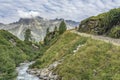 Woman with e mountainbike in the Engadin, Switzerland