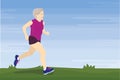 Senior woman running outdoor vector.