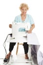 Senior Woman Sewing Full Body