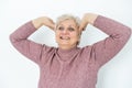 Senior woman with shoulder pain. Elderly woman is enduring awful ache. Shoulder Pain In An Elderly Person. Senior lady Royalty Free Stock Photo