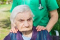 Senior woman sitting in wheelchair Royalty Free Stock Photo