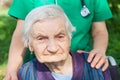 Senior woman sitting in wheelchair Royalty Free Stock Photo