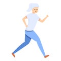 Senior woman sport walking icon, cartoon style Royalty Free Stock Photo