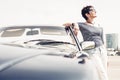 Senior Woman Standing Next To Convertible Classic Car Royalty Free Stock Photo