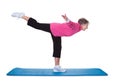 Senior woman standing on one leg and exercising Royalty Free Stock Photo