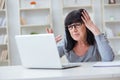 The senior woman struggling at computer Royalty Free Stock Photo