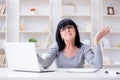 The senior woman struggling at computer Royalty Free Stock Photo