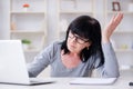 The senior woman struggling at computer Royalty Free Stock Photo