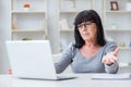 The senior woman struggling at computer Royalty Free Stock Photo