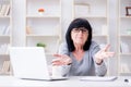 The senior woman struggling at computer Royalty Free Stock Photo