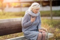 Senior Woman Suffering From Chest Pain Royalty Free Stock Photo