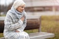 Senior Woman Suffering From Chest Pain Royalty Free Stock Photo