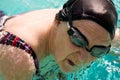 Senior Woman Swimming in a pool Royalty Free Stock Photo