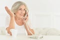 Senior woman talking phone Royalty Free Stock Photo