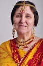 Senior woman in traditional Indian clothing and jeweleries