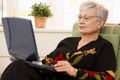 Senior woman using laptop computer Royalty Free Stock Photo