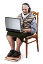 Senior woman using laptop computer over white Royalty Free Stock Photo