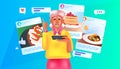 senior woman using online cooking application on digital gadget virtual food preparation social media network Royalty Free Stock Photo