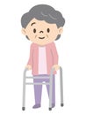 Senior woman using a walker