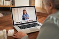 Senior woman in video tele medicine call with doctor Royalty Free Stock Photo