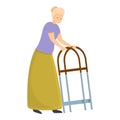 Senior woman walker icon, cartoon style Royalty Free Stock Photo