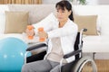 senior woman in wheel chair doing physical therapy Royalty Free Stock Photo