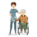 Senior Woman on Wheelchair and Nurse