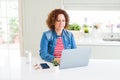 Senior woman working using computer laptop with a confident expression on smart face thinking serious Royalty Free Stock Photo