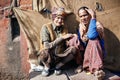 Senior woman and young man in Delhi