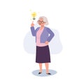 Senior Women have bright new Idea with Light Bulb. Got some new idea. Senior Woman with Innovative Idea. Royalty Free Stock Photo