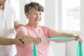 Senior woman during individual rehabilitation