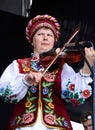 senior women in traditional ukrainian clothes pla