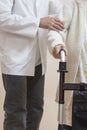 10. The nurse helps the old woman to walk with rehabilitation walker Royalty Free Stock Photo
