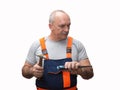 The senior worker with the chisel Royalty Free Stock Photo