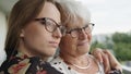 Senior and young woman hugging each other. Grandmother and granddaughter bonding Royalty Free Stock Photo