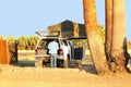 Seniors campsite recreation car roof tent, Namibia