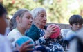 Seniors and childs during therapeutical activities on a nursing home in Mallorca Royalty Free Stock Photo