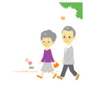 Seniors couple walking in park