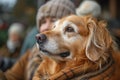 Seniors engage with therapy dog, sharing smiles.