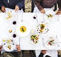 Seniors having a dinner party at the beach Royalty Free Stock Photo