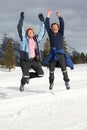 Seniors jumping Royalty Free Stock Photo