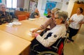 Seniors during lunchtime on a nursing home in Mallorca vertical Royalty Free Stock Photo