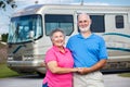 Seniors and Luxury Motor Home Royalty Free Stock Photo