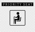Seniors or old man sign. Priority seating for customers, special place icon isolated on background.