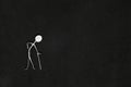 Seniors or old people feeling of isolation, social exclusion and loneliness concept. Elderly man stick figure alone in dark black