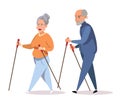 Seniors on outdoor stroll flat vector illustration